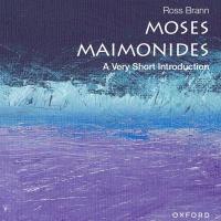 Moses Maimonides book cover in a gradient of blue and purple paint