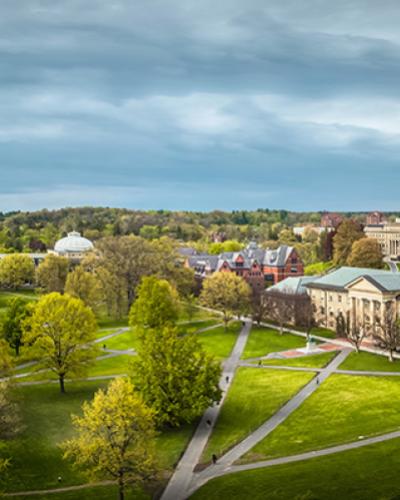 Aerial view of the Cornell Arts Quad