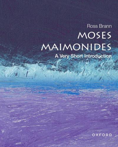 Moses Maimonides book cover in a gradient of blue and purple paint