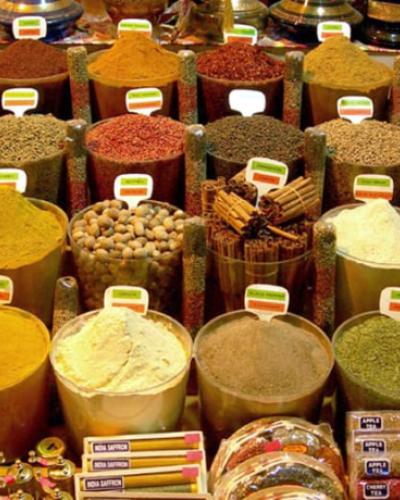 Bins of spices