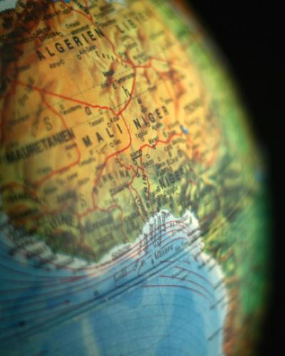 Globe focused on Middle East