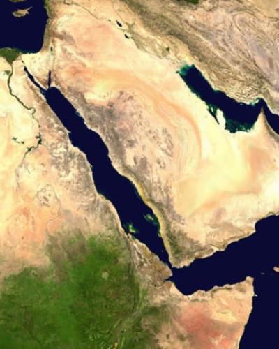 view from space of Syria and Yemen